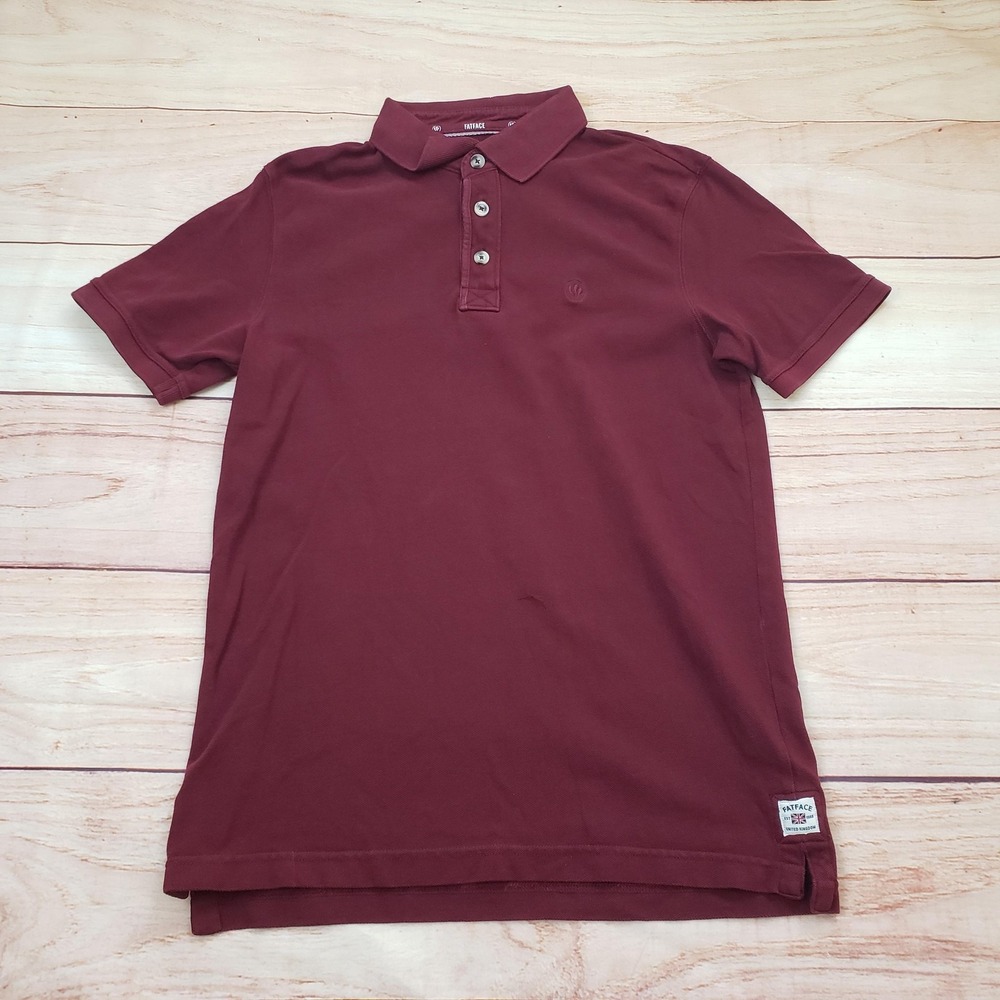 Fat Face Polo Shirt Mens Small Red Organic‎ Cotton Short Sleeve Casual Logo